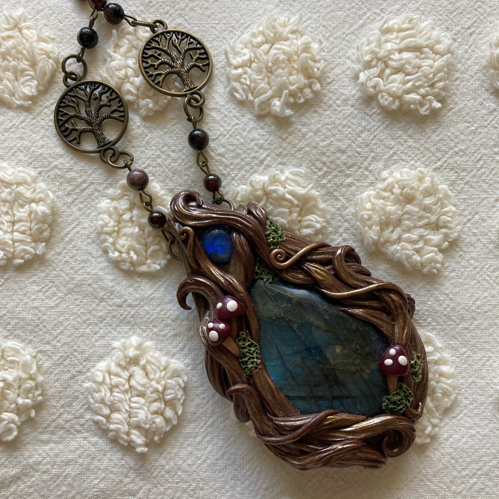 Whimsical Handmade Labradorite Tree of Life Necklace – made by Mothmagick - Picture 8 of 10